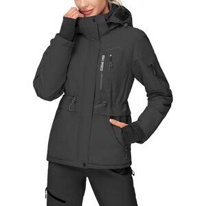 Women's Mountain Snowboard Black Ski Snow Jacket Coats Windproof Winter Warm
